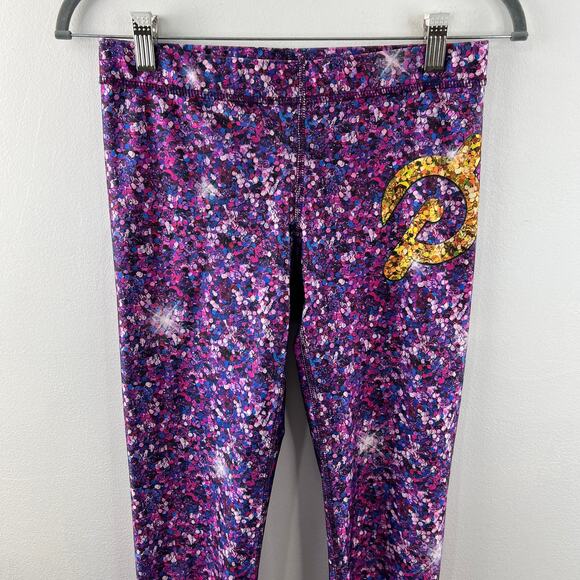TEREZ x Peloton Purple Sequin Leggings Speckles High Waist Waistband Pull On M - Picture 4 of 10